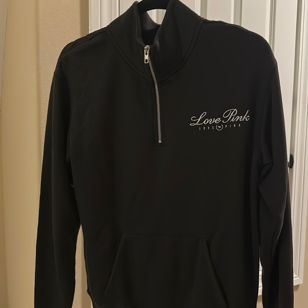 NWT PINK black pullover zip up hoodie